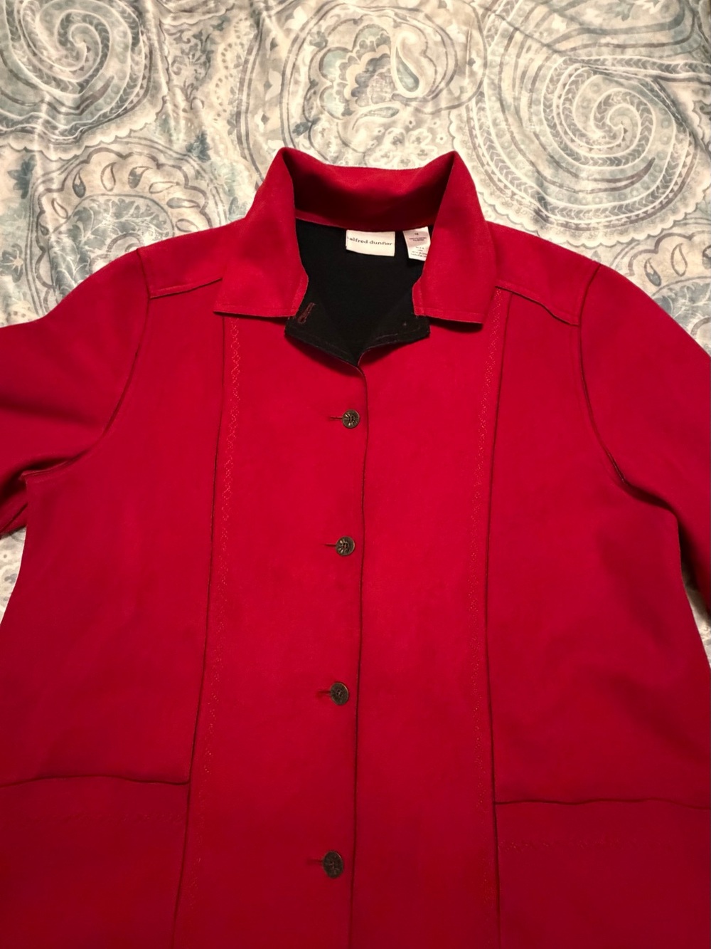 Alfred Dunner Red Button-Front Trench Coat